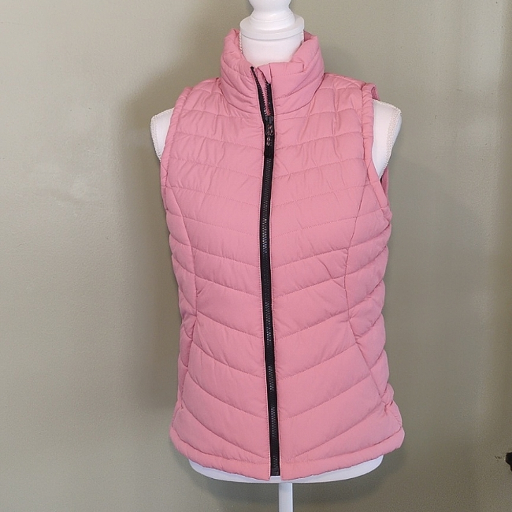 DSG Quilted Women's Vest Pink With Full Zipper, Sporty, Fall, Size Small